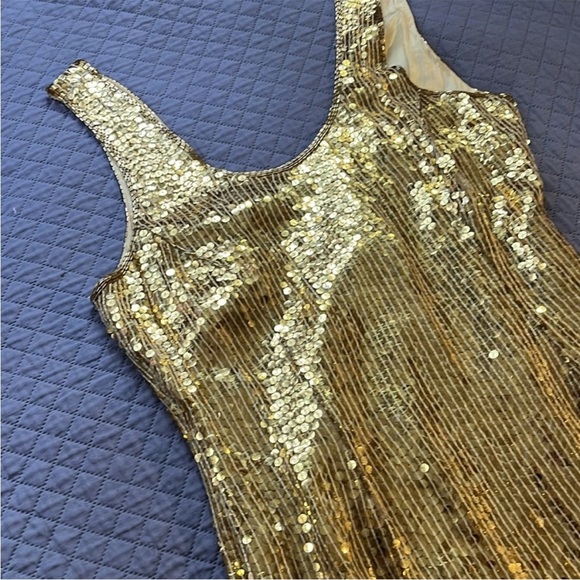 Vintage NWT Together Gold Sequin Sleeveless Mini Dress - Picture 2 of 10